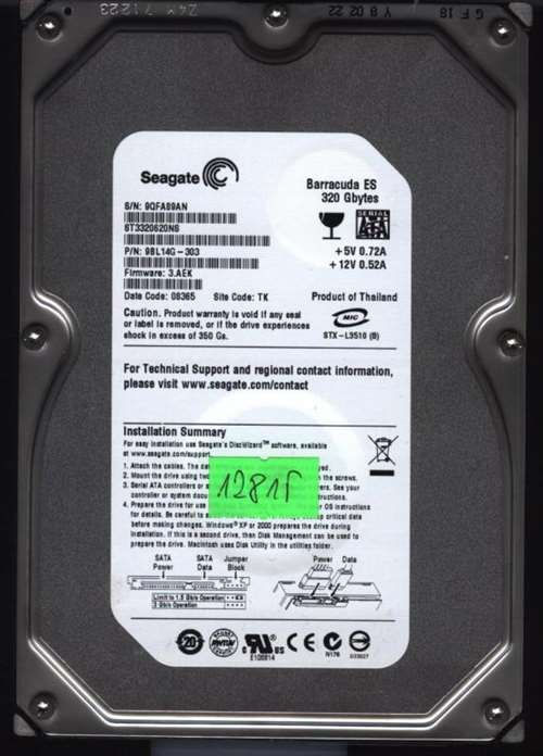 SEAGATE - BARRACUDA ES ST3320620NS 320GB 7200RPM SERIAL ATA-300(SATA-II) 3.5INCH 16MB BUFFER INTERNAL HARD DISK DRIVE. REFURBISHED. IN STOCK.