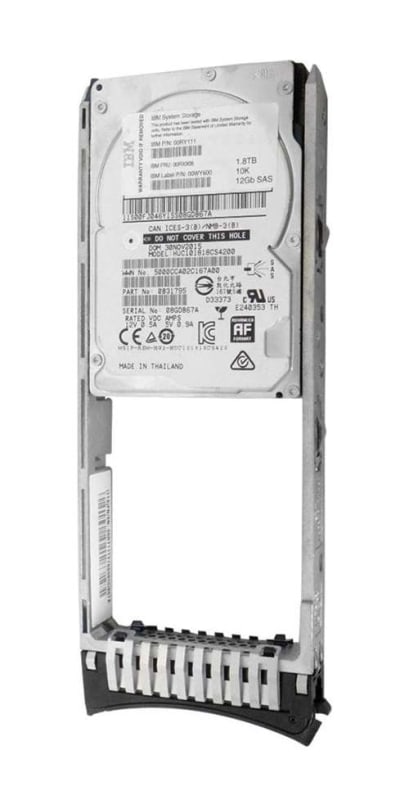 IBM 00WY600 1.8TB 10000RPM SAS 12GBPS 2.5INCH GEN2 HARD DRIVE WITH TRAY FOR STORWIZE V3700. REFURBISHED. IN STOCK.