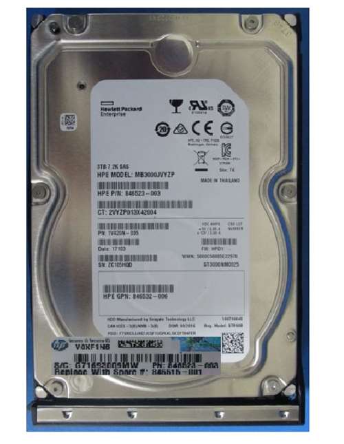 HPE MB3000JVYZP 3TB SAS 12GBPS 7200RPM 3.5INCH LFF MIDLINE HOT SWAP DIGITALLY SIGNED FIRMWARE HARD DRIVE WITH TRAY FOR APOLLO GEN9 & GEN10 SERVERS. REFURBISHED. IN STOCK.