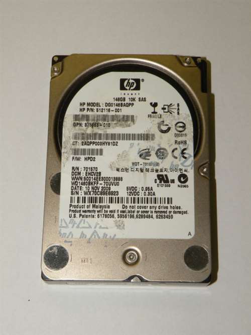 HP DG0146BAQPP 146GB 10000RPM 2.5INCH SAS-3GBITS DUAL PORT SFF HARD DISK DRIVE WITH TRAY. REFURBISHED. IN STOCK.