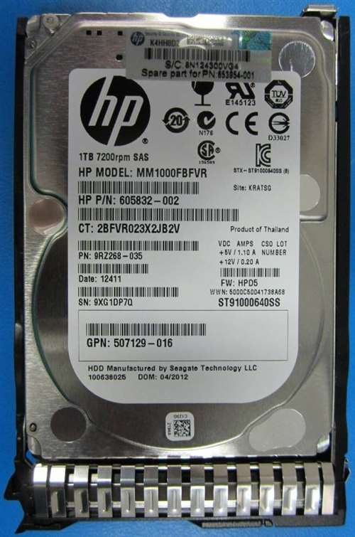 HPE 652749-B21 1TB 7200RPM SAS 6GBPS 2.5INCH SFF SC MIDLINE HOT PLUG HARD DRIVE WITH TRAY FOR PROLIANT GEN8 & GEN9 SERVERS. REFURBISHED. IN STOCK.