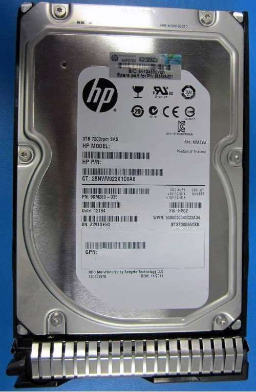HPE 652766-B21 3TB 7200RPM SAS 6GBPS 3.5INCH LFF SC MIDLINE HOT PLUG SMART HARD DRIVE WITH TRAY FOR PROLIANT GEN8 & GEN9 SERVERS. REFURBISHED. IN STOCK.