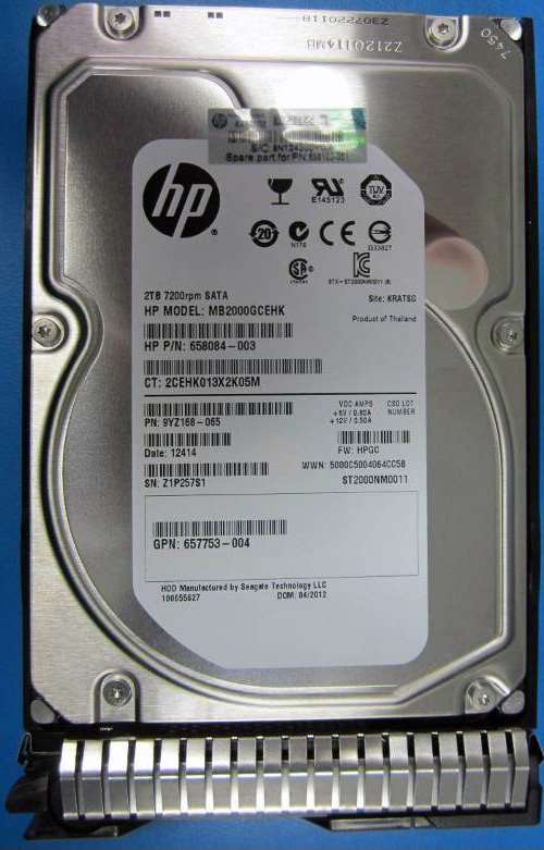 HPE 658084-003 2TB 7200RPM SATA 6GBPS 3.5INCH LFF SC MIDLINE HARD DRIVE WITH TRAY FOR PROLIANT GEN8 & GEN9 SERVERS. REFURBISHED. IN STOCK.