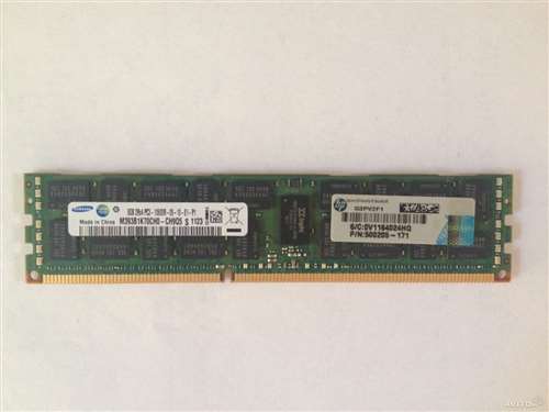 HP 593913-B21 8GB (1X8GB) 1333MHZ PC3-10600 CL9 ECC REGISTERED DUAL RANK DDR3 SDRAM DIMM GENUINE HP MEMORY FOR HP PROLIANT SERVER G6/G7. BULK. IN STOCK.