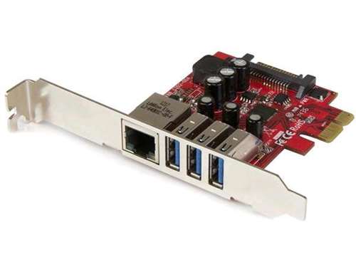 STARTECH - 3 PORT PCI EXPRESS USB 3.0 CARD + GIGABIT ETHERNET - PCI EXPRESS 2.0 - PLUG-IN CARD - 3 USB PORT(S) - 1 NETWORK (RJ-45) PORT(S) - 3 USB 3.0 PORT(S) - PC,LINUX(PEXUSB3S3GE). BULK. IN STOCK.