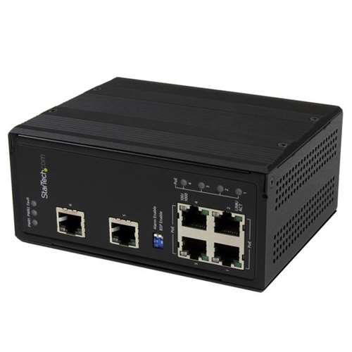 STARTECH - 6 PORT UNMANAGED INDUSTRIAL GIGABIT ETHERNET SWITCH WITH 4 POE+ PORTS - DIN RAIL / WALL-MOUNTABLE - SWITCH - 6 PORTS - UNMANAGED - DIN (IES61002POE). BULK . IN STOCK.