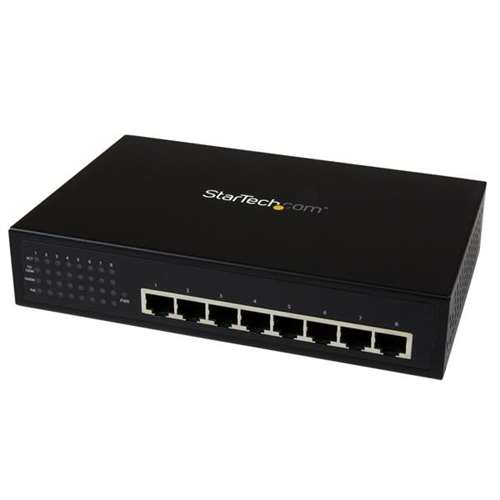STARTECH - 8 PORT UNMANAGED INDUSTRIAL GIGABIT POWER OVER ETHERNET SWITCH - 802.3AF/AT POE+ SWITCH - WALL MOUNTABLE - SWITCH - 8 PORTS - UNMANAGED (IES81000POE). BULK WITH 2 YEARS MFG WARRANTY. IN STOCK.