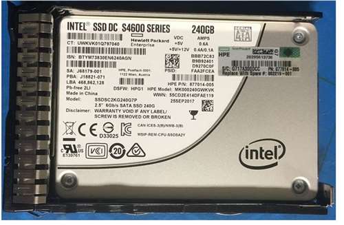 HPE 877014-005 240GB SATA 6GBPS 2.5INCH SFF HOT SWAP SC MIXED USE DIGITALLY SIGNED FIRMWARE SOLID STATE DRIVE FOR PROLIANT GEN9 & GEN10 SERVERS. BULK. IN STOCK.