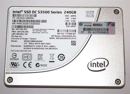 INTEL SSDSC2BB240G4P 240GB MLC SATA 6GBPS 2.5 INCH ENTERPRISE CLASS DC S3500 SERIES SOLID STATE DRIVE. HP OEM REFURBISHED. IN STOCK.