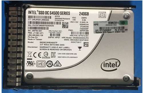 HPE 877013-001 240GB SATA 6GBPS 2.5INCH SFF READ INTENSIVE SC DIGITALLY SIGNED FIRMWARE SOLID STATE DRIVE FOR PROLIANT GEN9 & GEN10 SERVERS. BULK. IN STOCK.