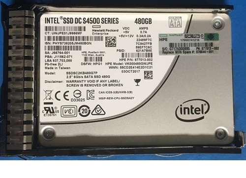 HPE 877013-002 480GB SATA 6GBPS 2.5INCH SFF HOT SWAP SC READ INTENSIVE DIGITALLY SIGNED FIRMWARE SOLID STATE DRIVE FOR PROLIANT GEN9 & GEN10 SERVERS. BULK. IN STOCK.