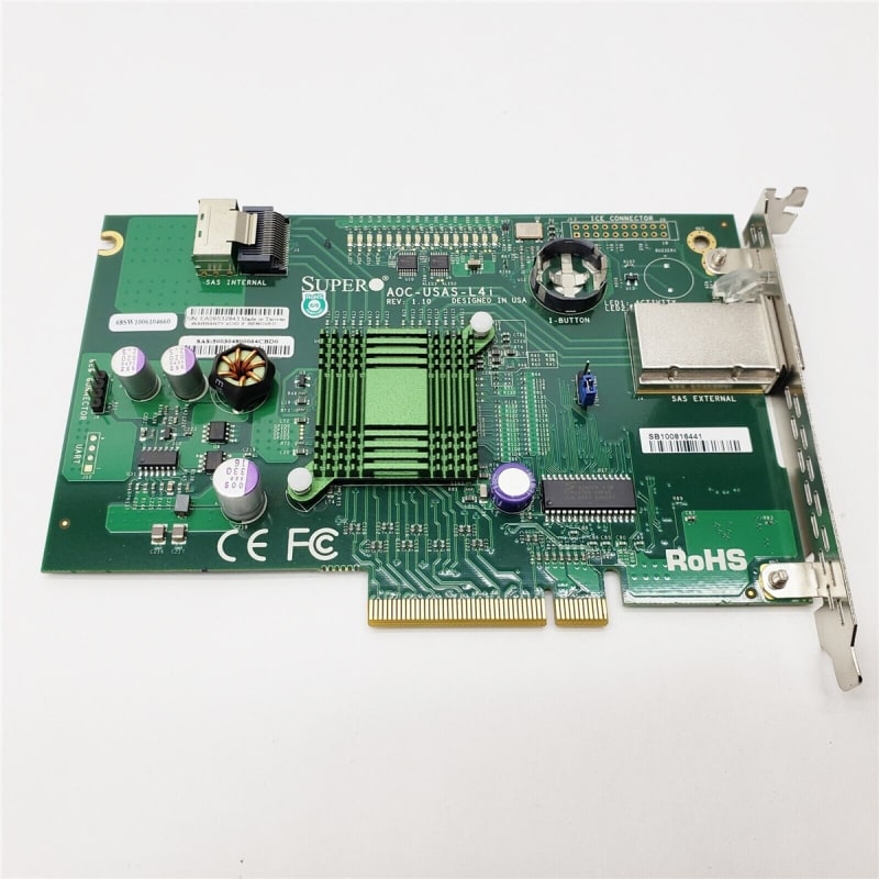 SUPERMICRO AOC-USAS-L4I SUPERMICRO 8 PORT (4 internal,4 internal) SAS 3Gb/s RAID Controller. REFURBISHED. IN STOCK.