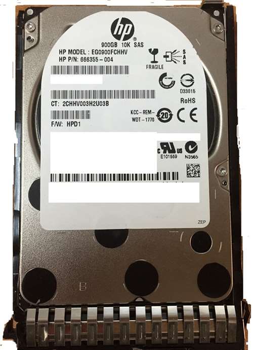 HPE 666355-004 900GB SAS 6GBPS 10000RPM 2.5INCH SFF ENTERPRISE HOT PLUG SC HARD DISK DRIVE WITH TRAY FOR PROLIANT GEN8 & GEN9 SERVERS. REFURBISHED. IN STOCK.