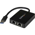 STARTECH - USB 3.0 TO DUAL PORT GIGABIT ETHERNET ADAPTER NIC W/ USB PASS-THROUGH - 2 X RJ-45 - TWISTED PAIR(USB32000SPT). BULK. IN STOCK.