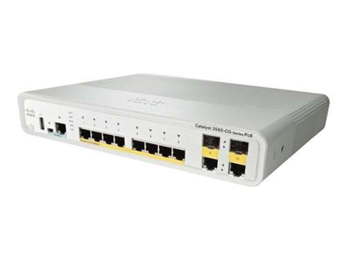 CISCO - CATALYST COMPACT 3560CG-8PC-S - SWITCH - MANAGED - 8 X 10/100/1000 (POE) + 2 X COMBO GIGABIT SFP - DESKTOP, RACK-MOUNTABLE, WALL-MOUNTABLE - POE (WS-C3560CG-8PC-S). REFURBISHED. IN STOCK.