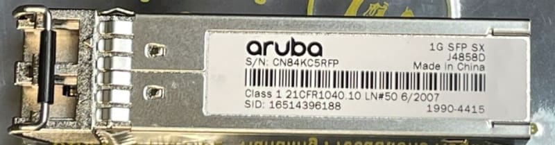 HP J4858D ARUBA 1G SFP LC SX 500m OM2 MMF Transceiver. BULK. IN STOCK.