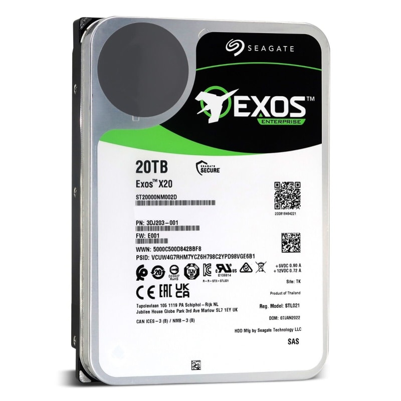 Seagate ST20000NM002D Exos X20 512E/4KN SAS 12Gb/s 20TB 7200RPM 256MB HDD. NEW. IN STOCK.