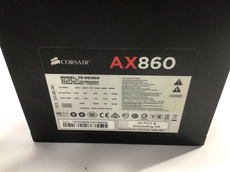 CORSAIR CP-9020044-NA AX860 860W ATX PSU Power Supply. REFURBISHED. IN STOCK.