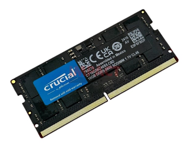 CRUCIAL CT16G56C46S5 16gb (1x16gb) 5600mhz Pc5-44800 Unbuffered Cl46 Single-rank Non-ecc 1.1v Ddr5 Sdram 262-pin So-dimm Memory Module. BULK. IN STOCK.