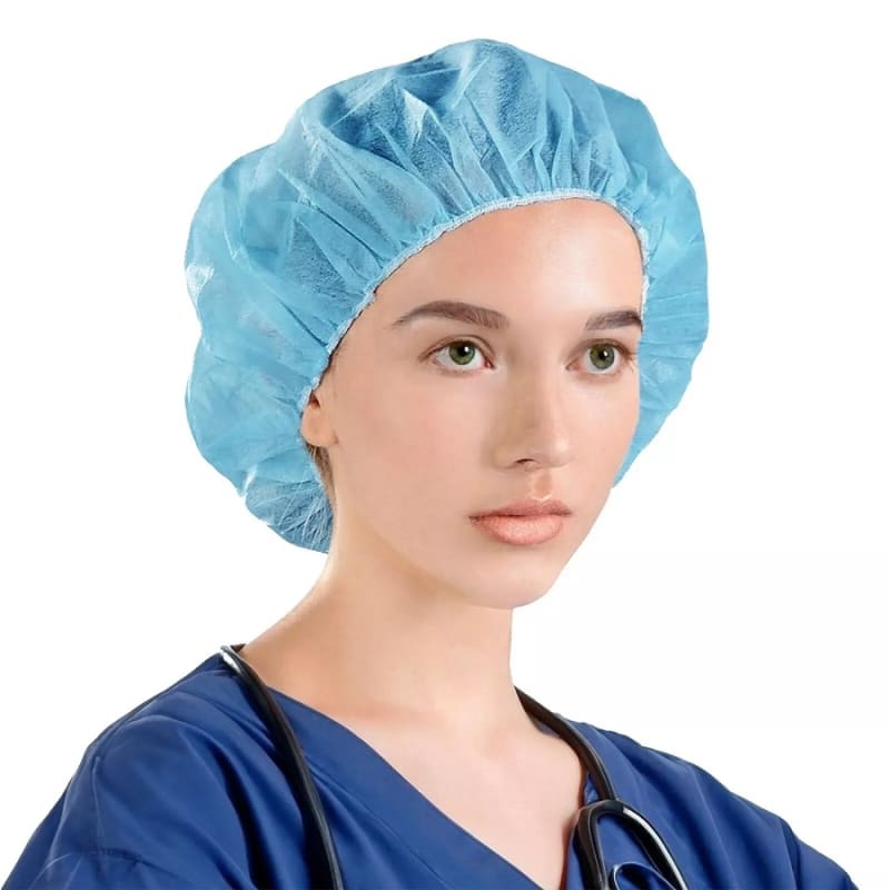 Disposable Bouffant Caps Latex Free Blue Hairnet by Maytex Size 24” 500 Pcs/Case