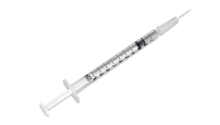BD Luer Slip Tip Syringe with Attached Needle, 27 G x 1/2 in., 1 mL