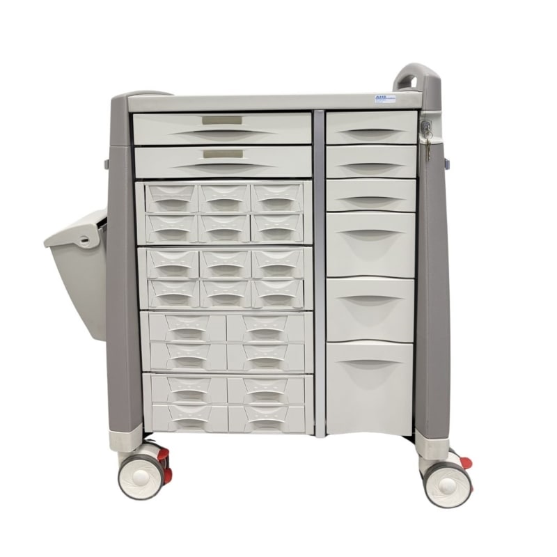 double wide medication cart for hospital or clinic use