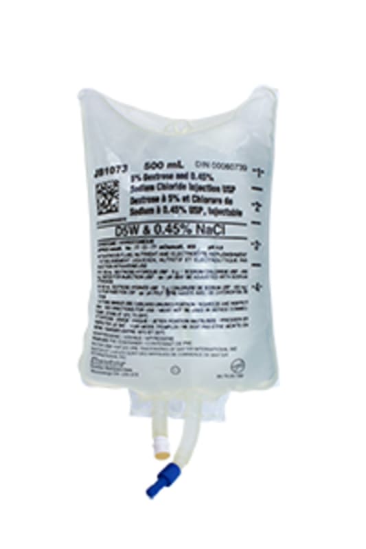 5% Dextrose and 0.45% Sodium Chloride Injection, USP, 500 mL