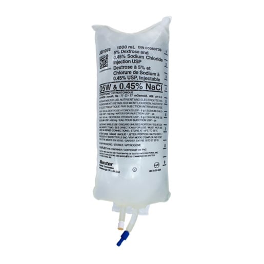 5% Dextrose and 0.45% Sodium Chloride Injection, USP, 1000 mL