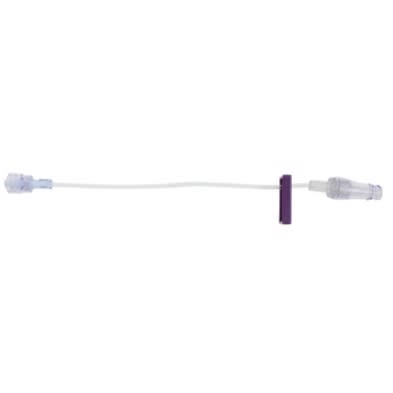 7" (18 cm) Appx 0.24 mL, Smallbore Pressure Infusion (400 psig) Ext Set w/MicroClave Clear, Purple Clamp, Rotating Luer