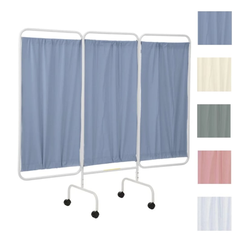 Stationary Antimicrobial Three Panel Privacy Screen, Various Colours