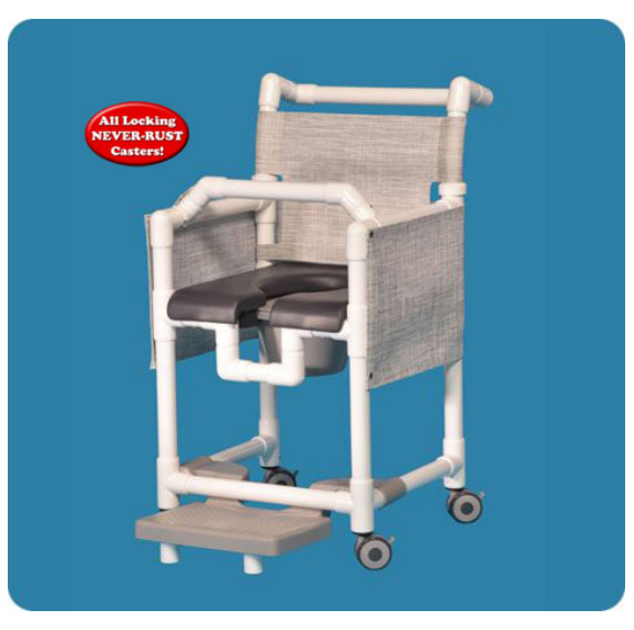 Deluxe Shower Chair Commode - Lap Bar