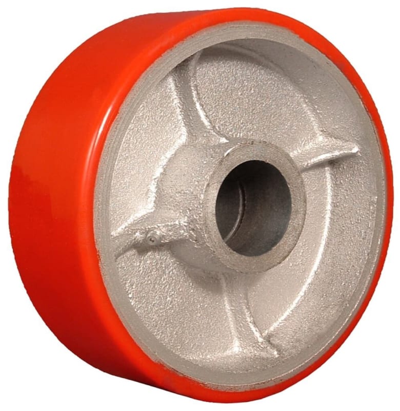 4"X2" POLYURETHANE ON IRON WHEEL WITH ROLLER BEAIRNG
