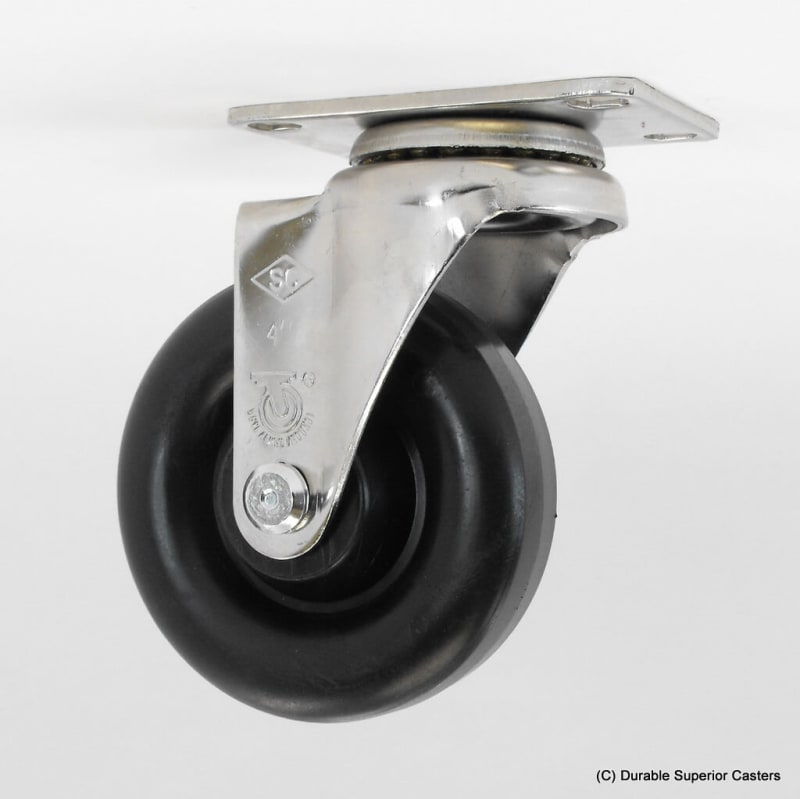 3"X1-1/4" BLACK HARD PLASTIC STAINLESS STEEL SWIVEL CASTER