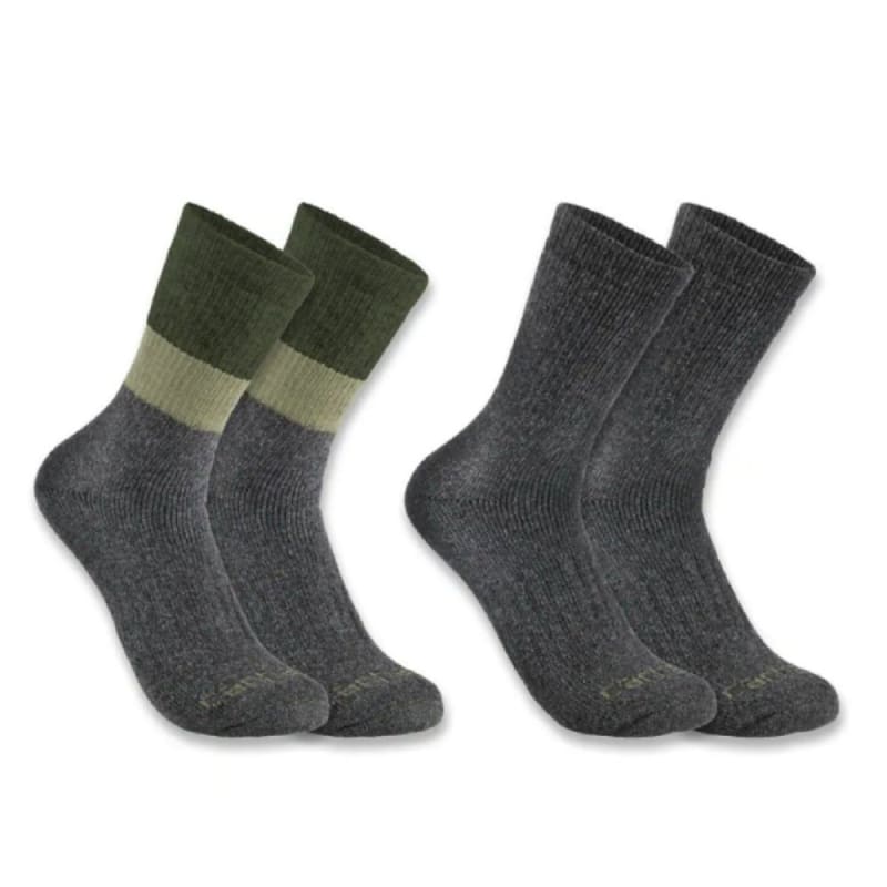 Carhartt Midweight Synthetic-Wool Blend Colorblock Crew Sock 2 Pack SC9622M
