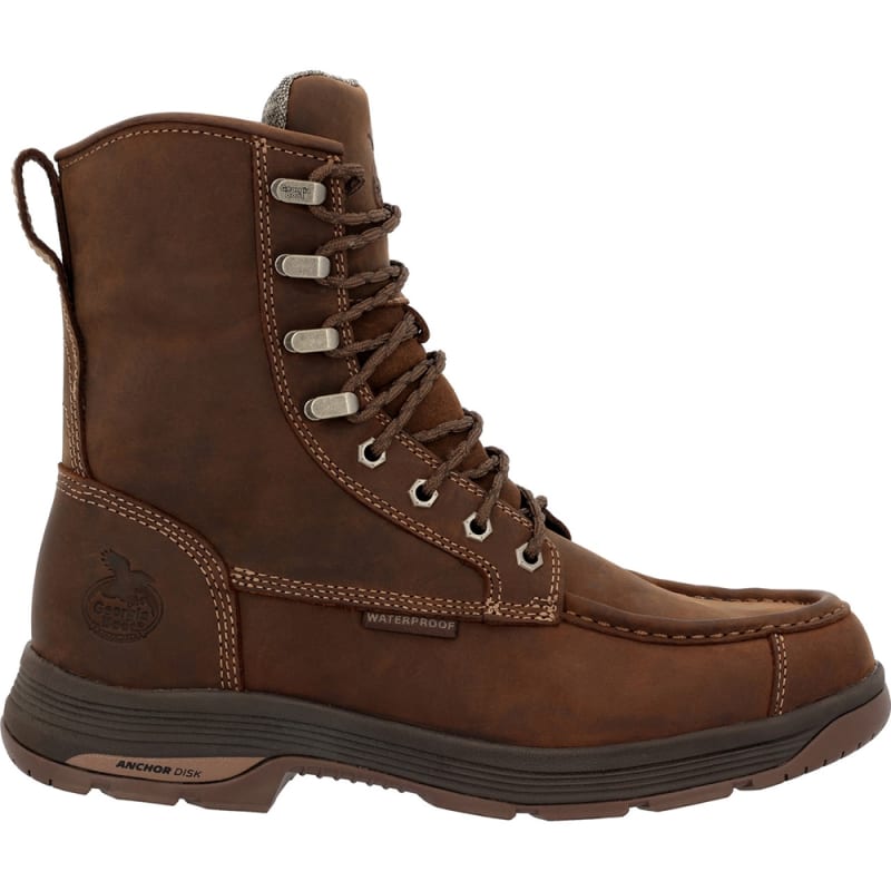Georgia Athens Superlyte 8 Inch Moc Toe Side Zipper Waterproof Slip Resistant Work Boot GB00724
