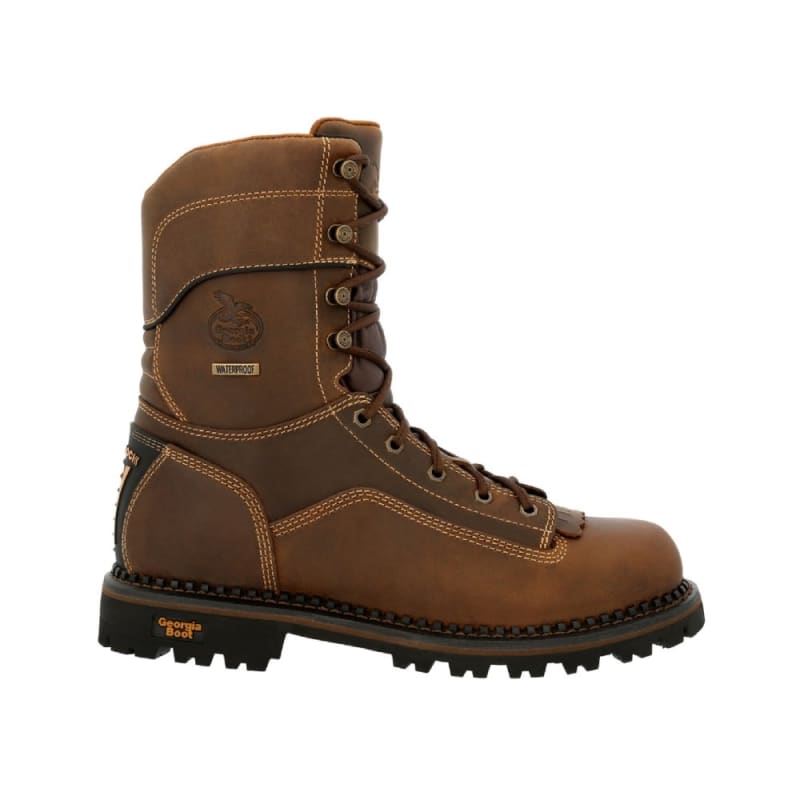 Georgia AMP LT Low Heel Logger 9 Inch Waterproof Soft Toe Pull On Work Boot GB00472