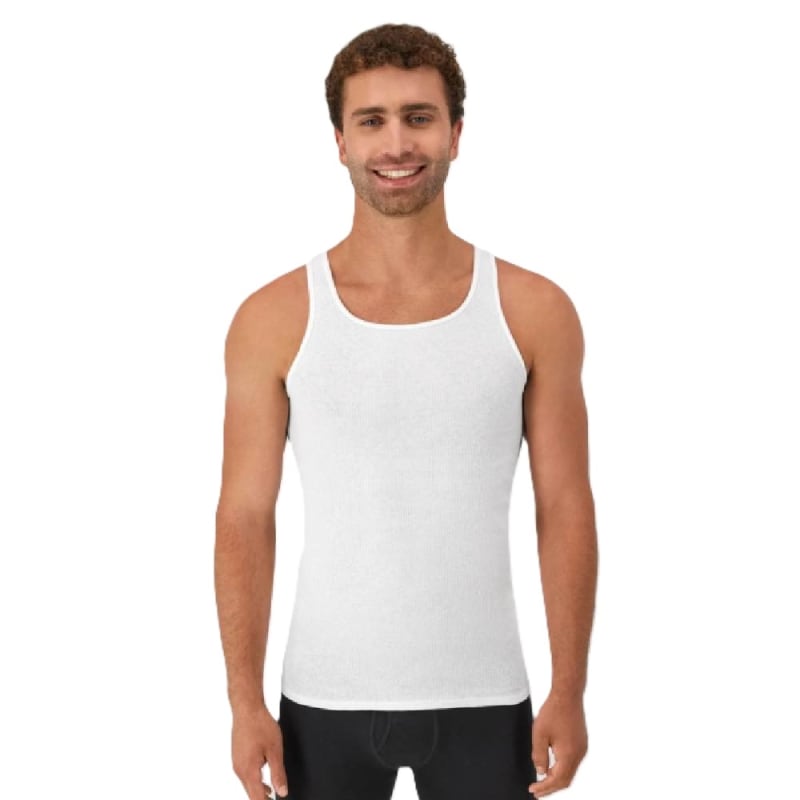 Hanes 6 Pack White Tank Undershirt - 372AP6