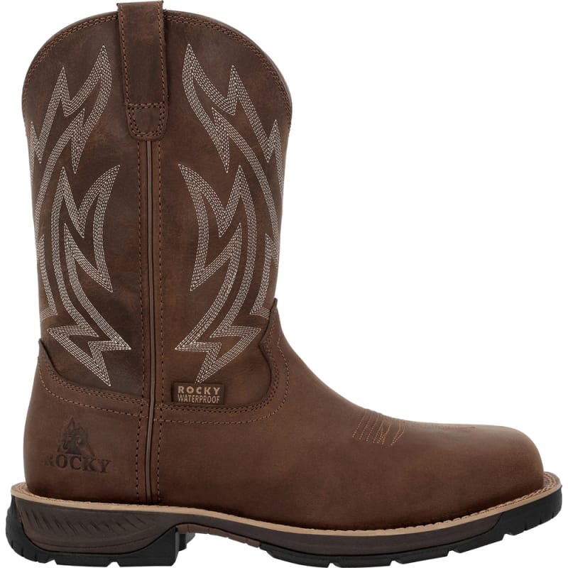 Rocky Ride LTE 11 Inch Carbon Toe Waterproof Western Pull On Slip Resistant Western Work Boot RKW0474