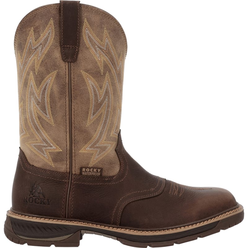 Rocky Ride LTE 11 Inch Soft Toe Waterproof Pull On Slip Resistant Western Work Boot RKW0476