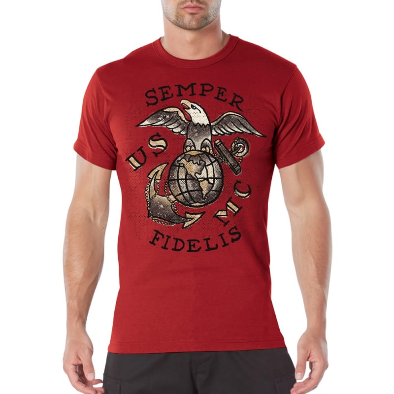 Rothco Red Usmc Semper Fidelis T-shirt 11785
