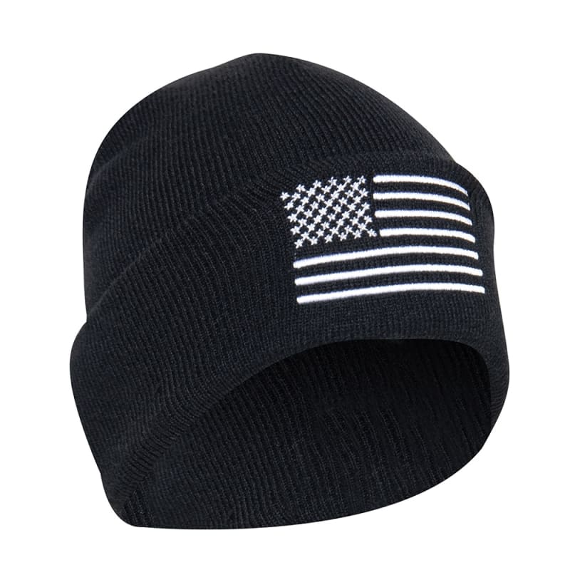 Rothco Black US Flag Watch Cap - 57877