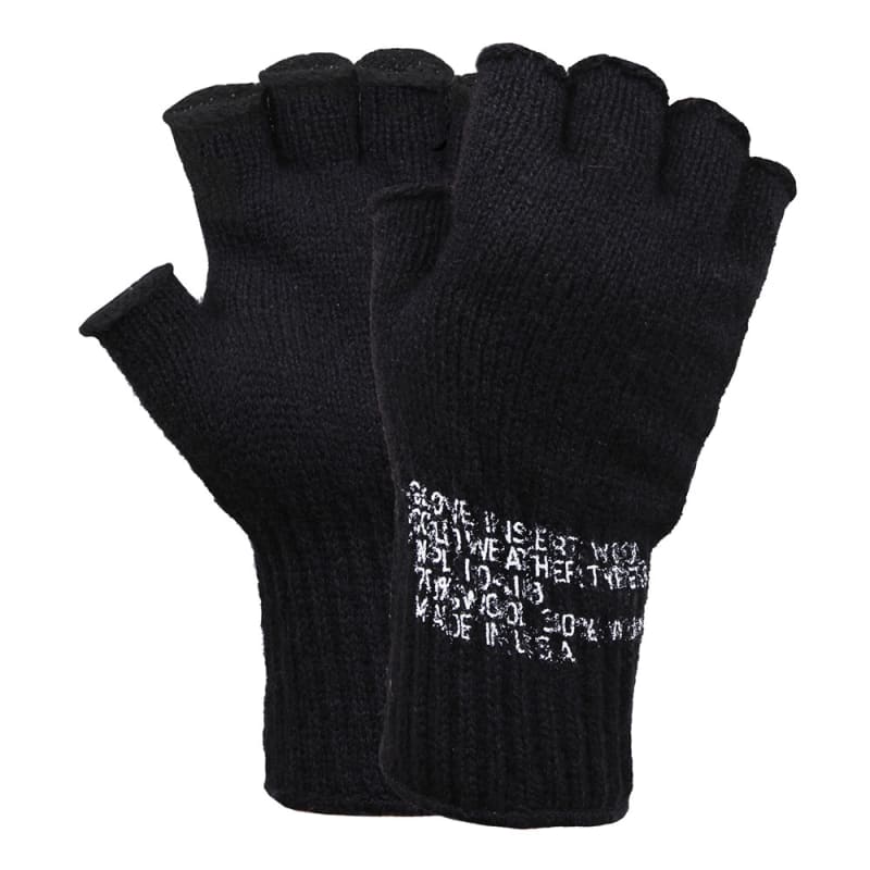 Rothco Black Fingerless Wool Gloves 8411