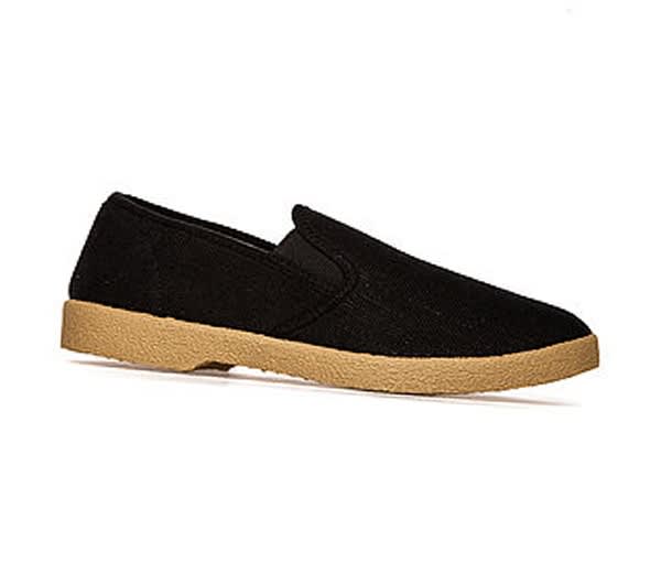 Zig-Zag Black Slip on Canvas Shoes - 7206