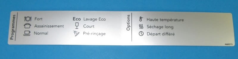 468375 PROGRAM LABEL ASKO D5430 FR