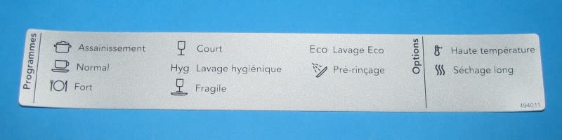 494011 PROGRAM LABEL ASKO D5526,5626 FR