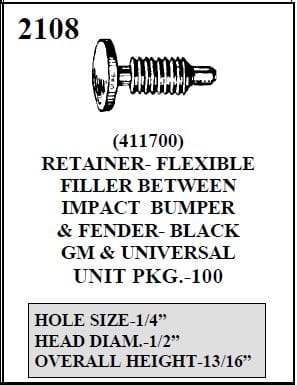 W-E 2108 RETAINER, FLEXIBLE FILLER BETWEEN IMPACT BUMPER
