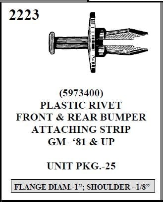 W-E 2223 BELT MOULDING CLIP, CADILLAC, ELDORADO, BAARITZ, REAR END, 79-91 AND UP