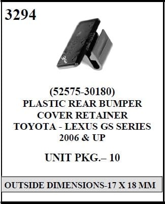 W-E 3294 Plastic Rear Bumper Cover Retainer, Lexus GS Series