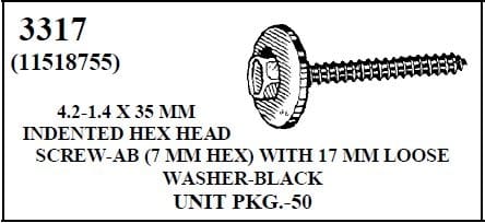 W-E 3317 Indented Hex Head Screw-AB With 17mm Loose Washer Black