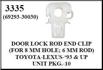 W-E 3335 Door Lock Rod End Clip, Toyota & Lexus